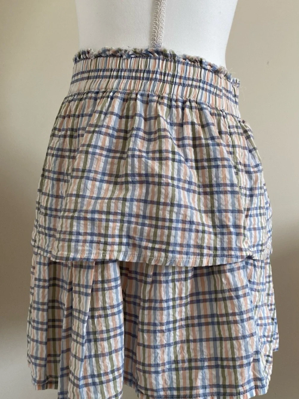 Aerie Plaid  Skirt - Blue and Cream - Picture 3 of 8